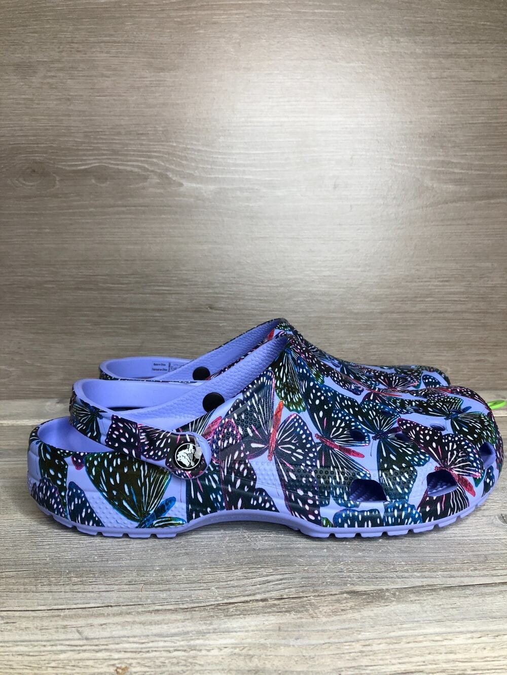 Crocs Classic Butterfly Purple Clog Men's Size 12 208257-5Q7 NWT